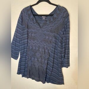 Lucky Brand Navy and Light Blue Tunic